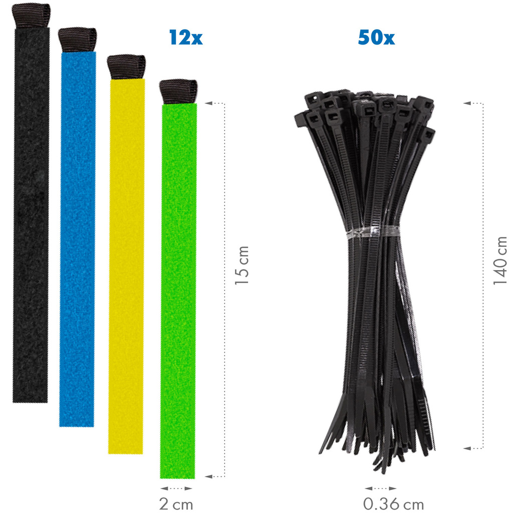 8-Piece Cable Management Set 128 Pieces Assorted Colours