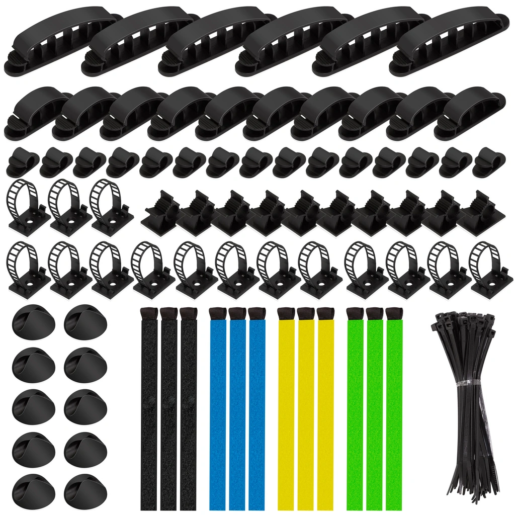 Kabelhanteringsset med 8 artiklar 128 delar Blandade färger