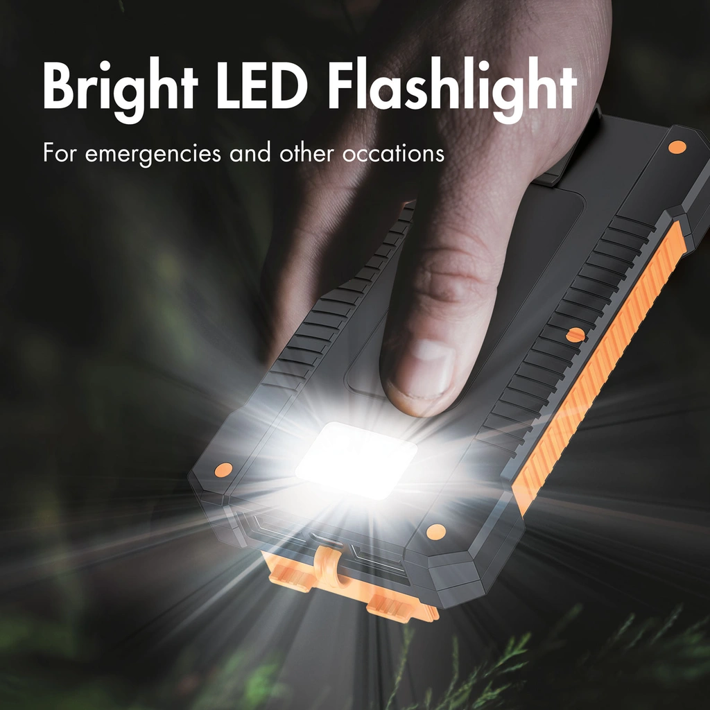 PowerBank 6.000 mAh 10W Solcell Svart/Orange