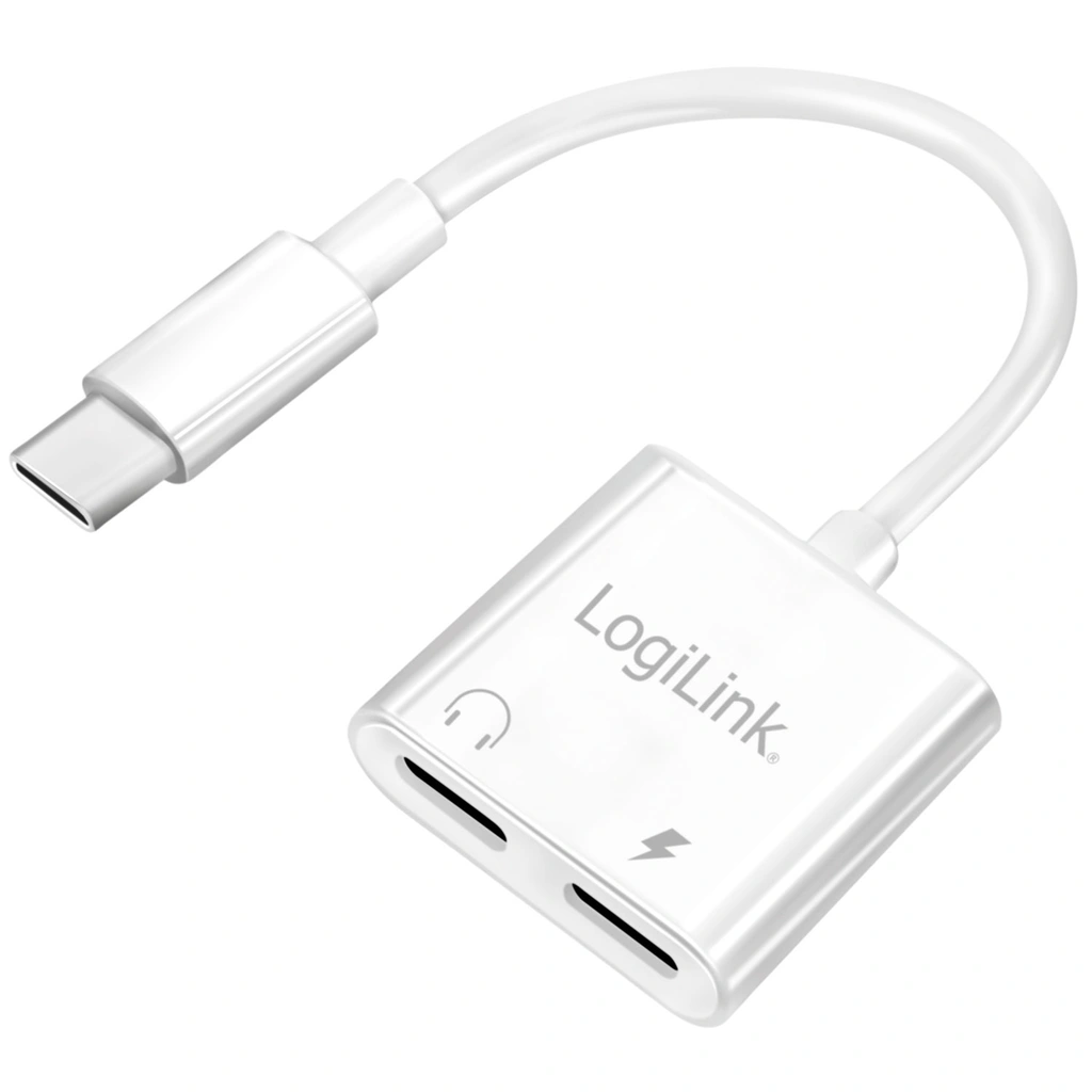 USB-C-adapter med 1 x ljudport, 1 x USB-C PD 60W Vit