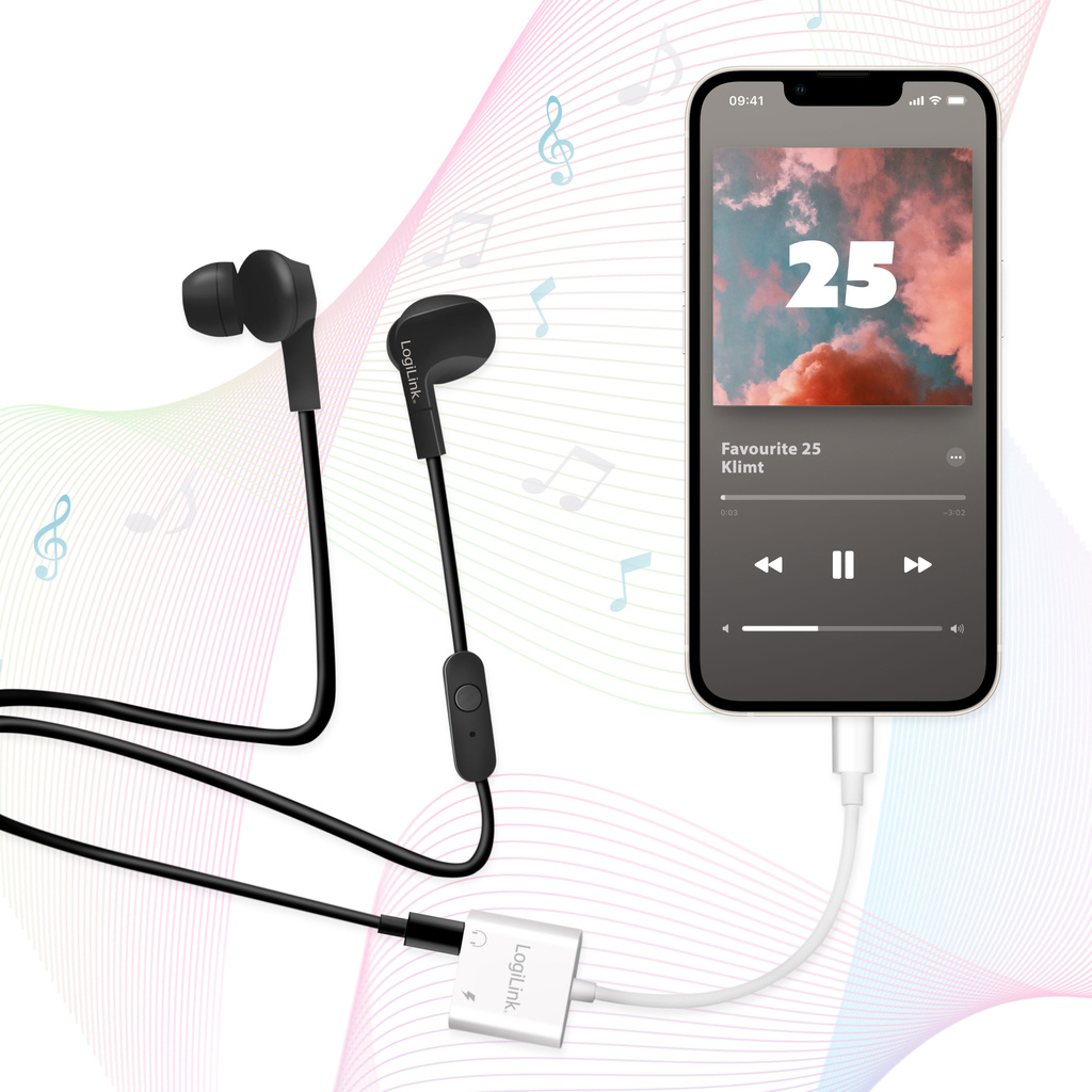USB-C-adapter med 1 x ljudport, 1 x USB-C PD 60W Vit