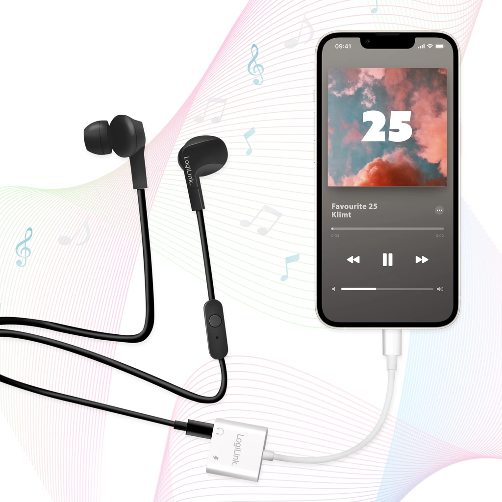 USB-C-adapter med 1 x ljudport, 1 x USB-C PD 60W Vit