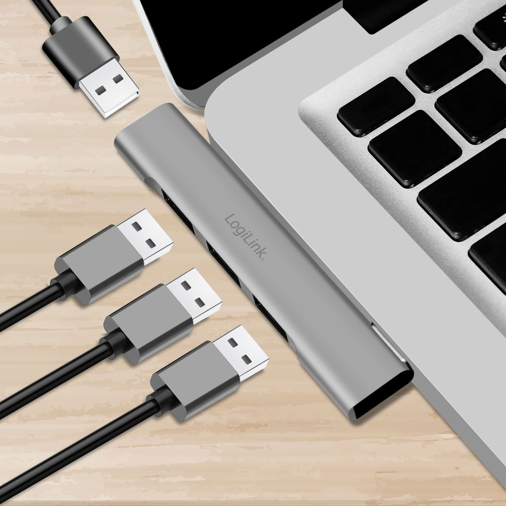 Ultraslim 4-port USB-A hub 1 x USB-A3.0, 3 x USB-A2.0