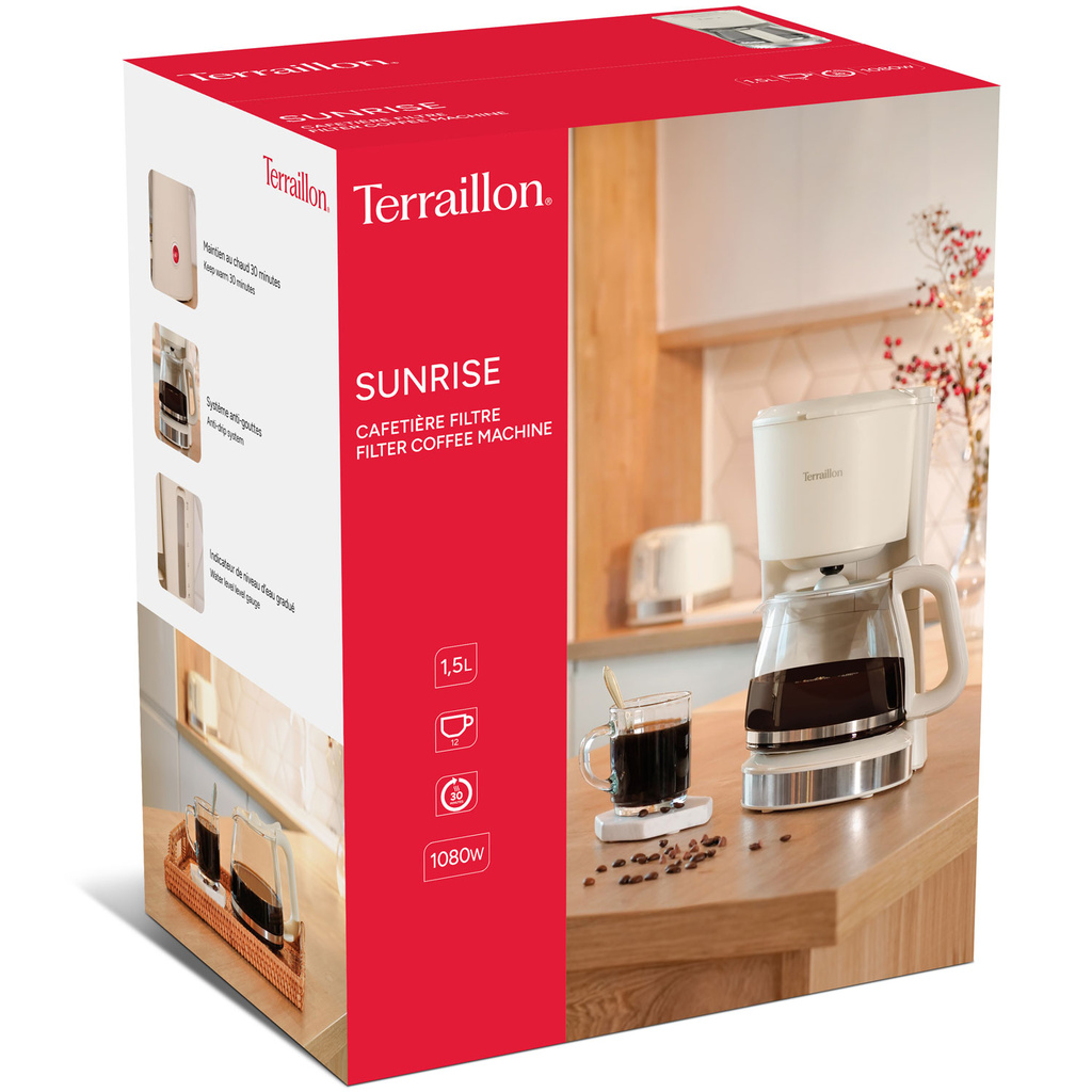 Kaffebryggare Sunrise 1,5L 1080W Droppstopp