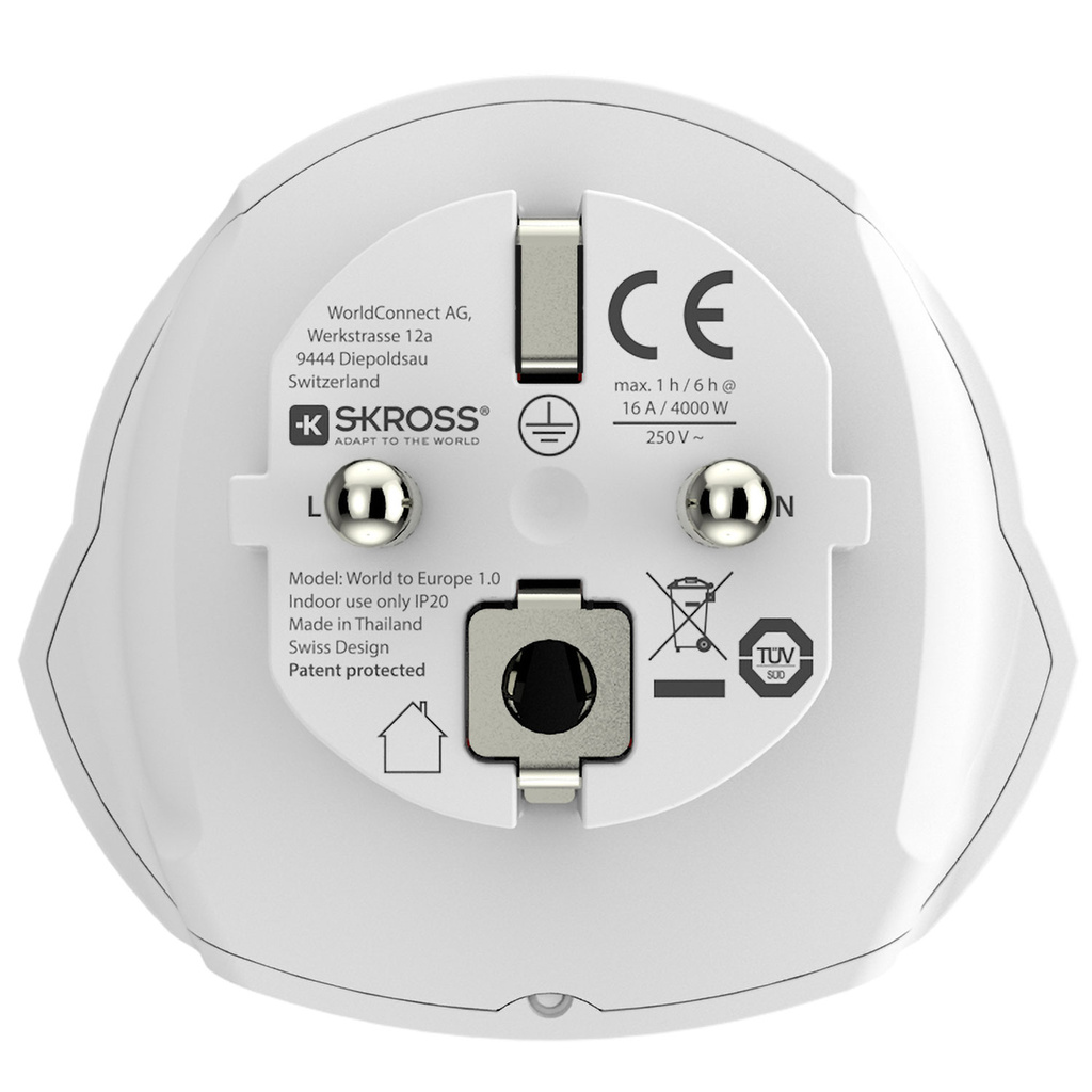 Travel adapter World to Europe Grounded Bulk