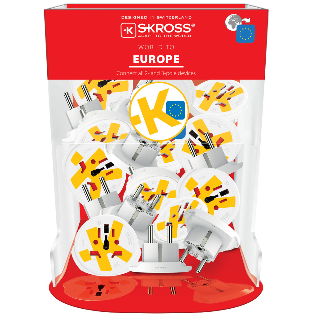 Travel adapter World to Europe Grounded Bulk