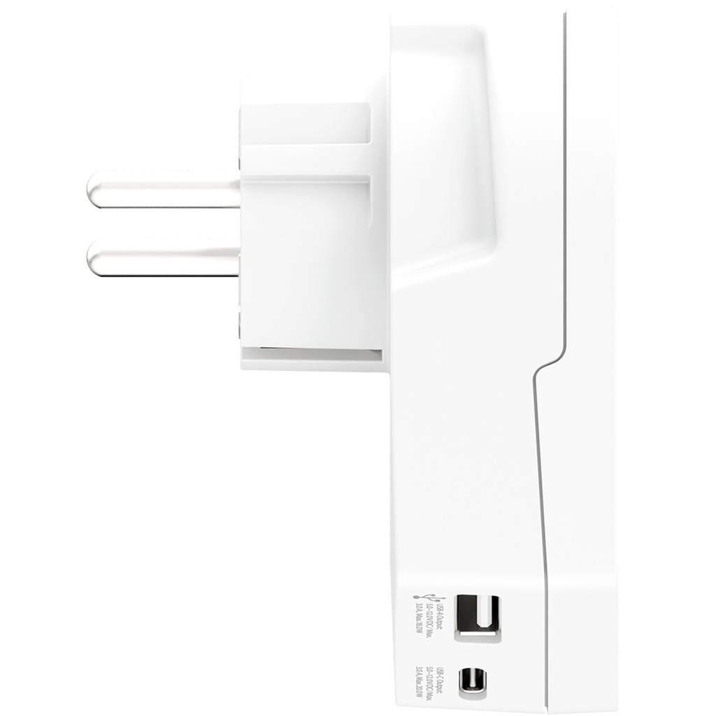 Reseadapter Världen till Europa USB-A/USB-C 20W Jordad