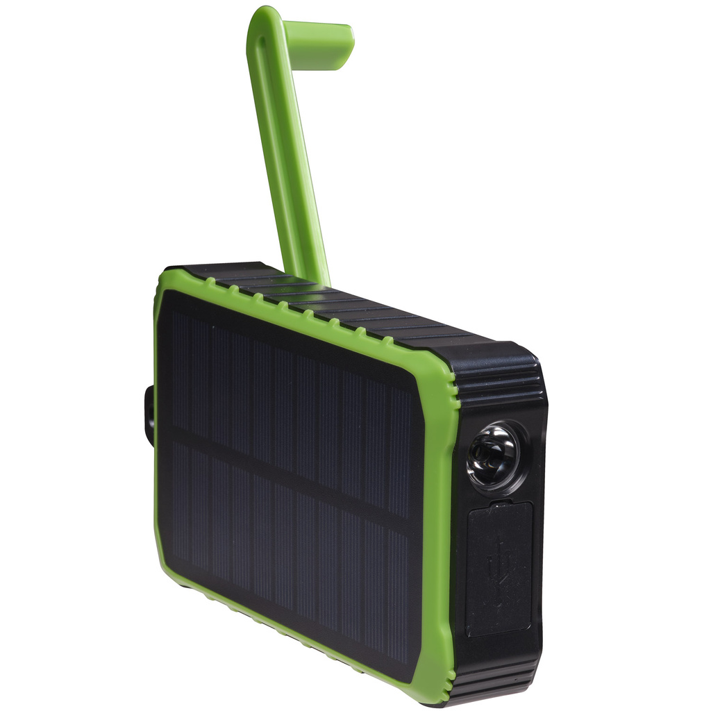 PowerBank 10.000 mAh Solcell Vev Svart/Grön
