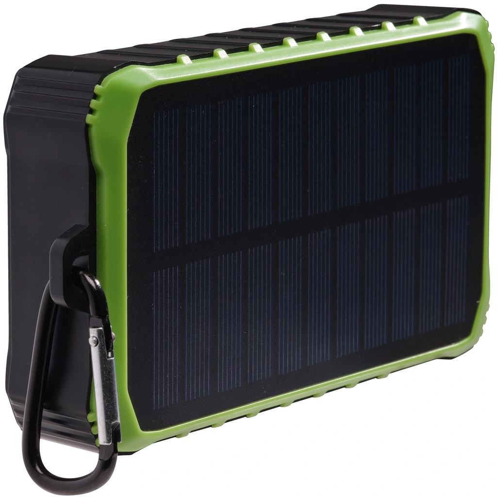PowerBank 10.000 mAh Solcell Vev Svart/Grön