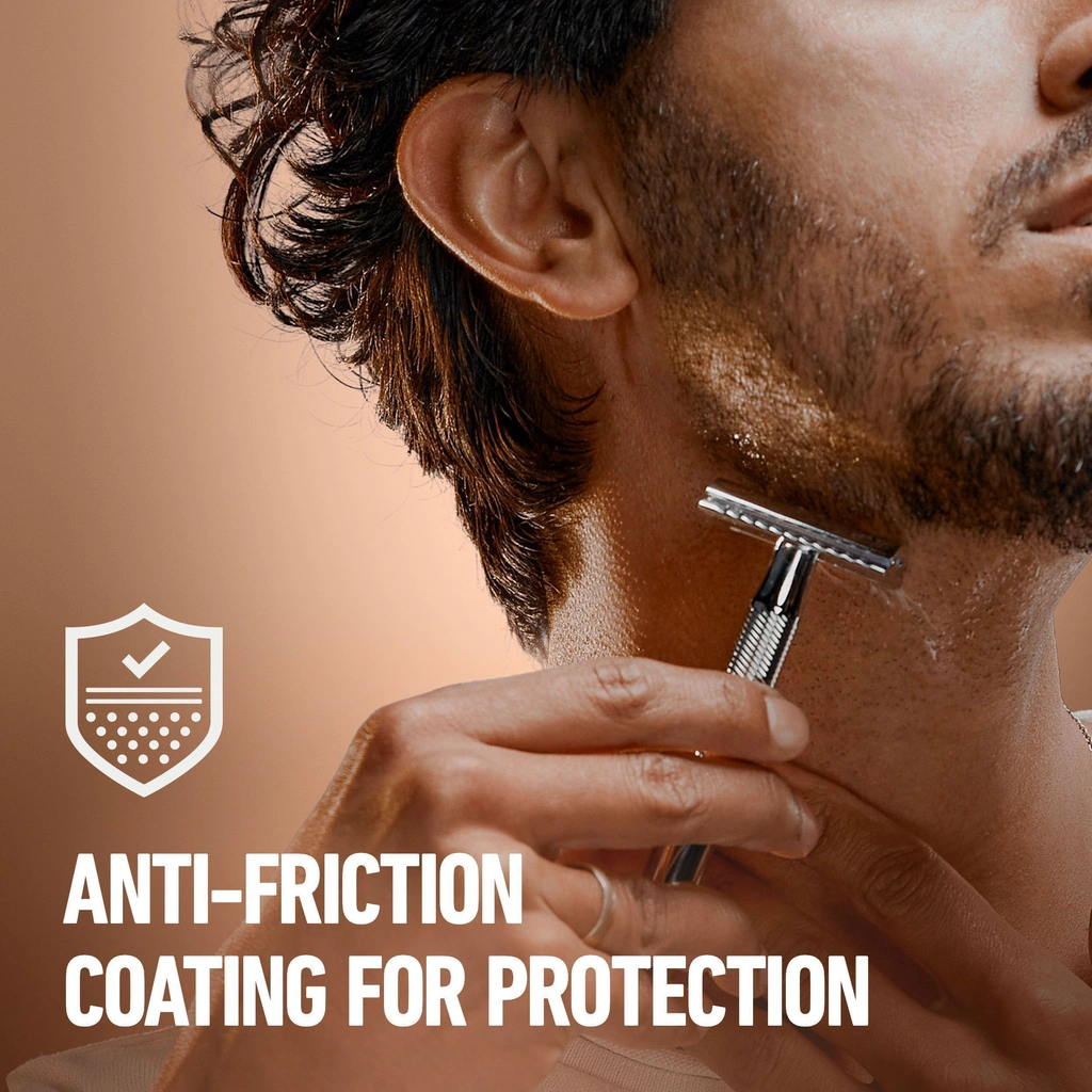 Dubbeleggad Säkerhetshyvel + 5st rakblad