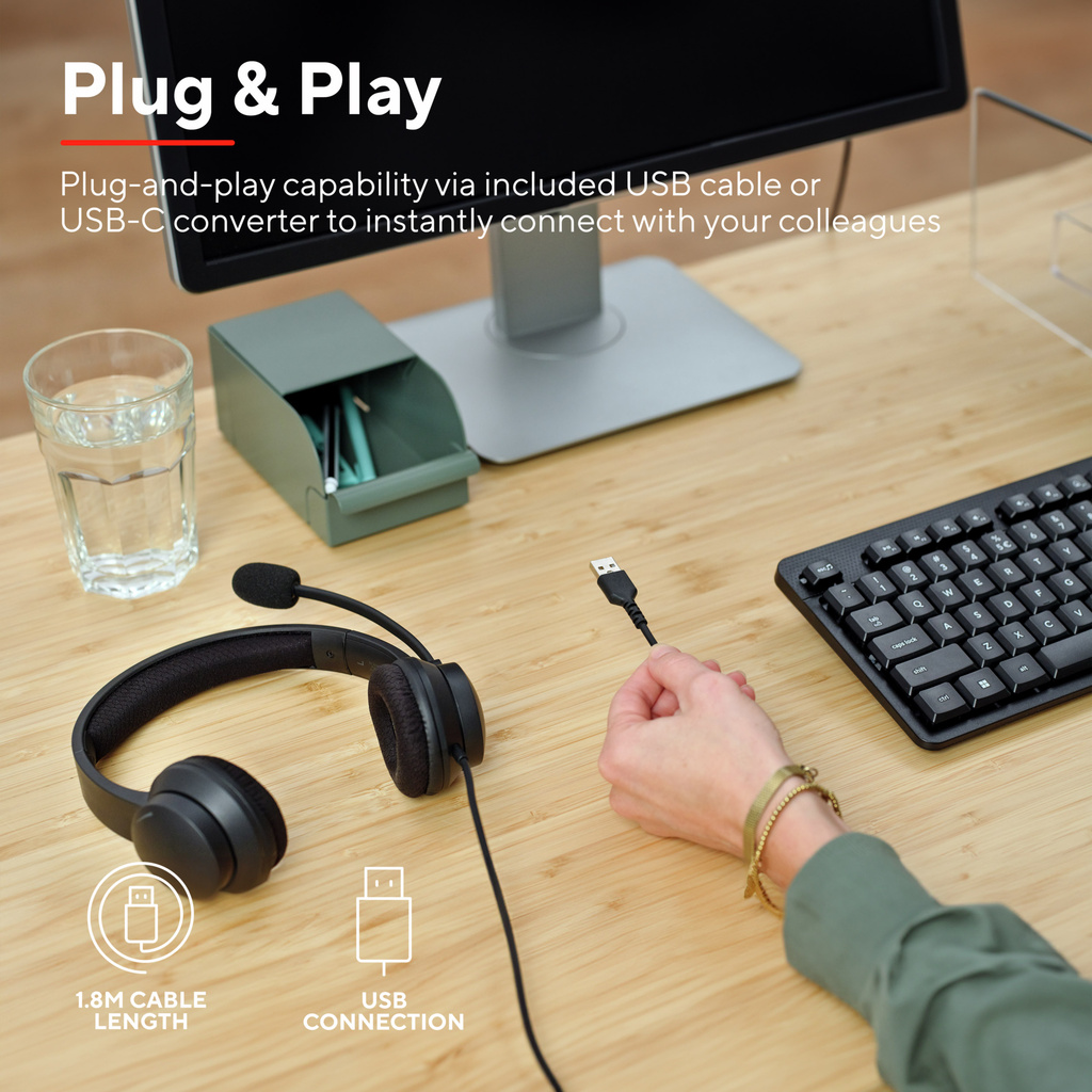 Ayda PC-headset ENC USB Black