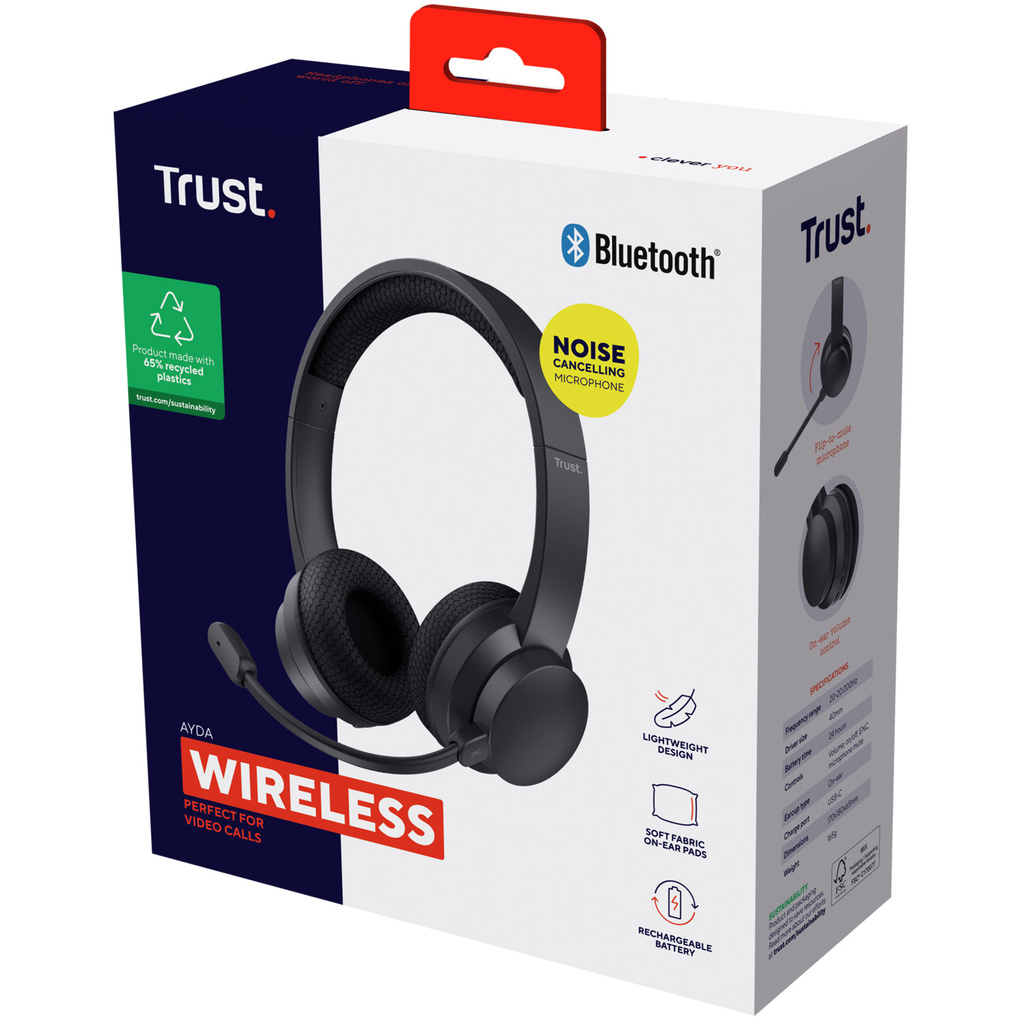 Ayda Wireless PC-headset Bluetooth ENC Black