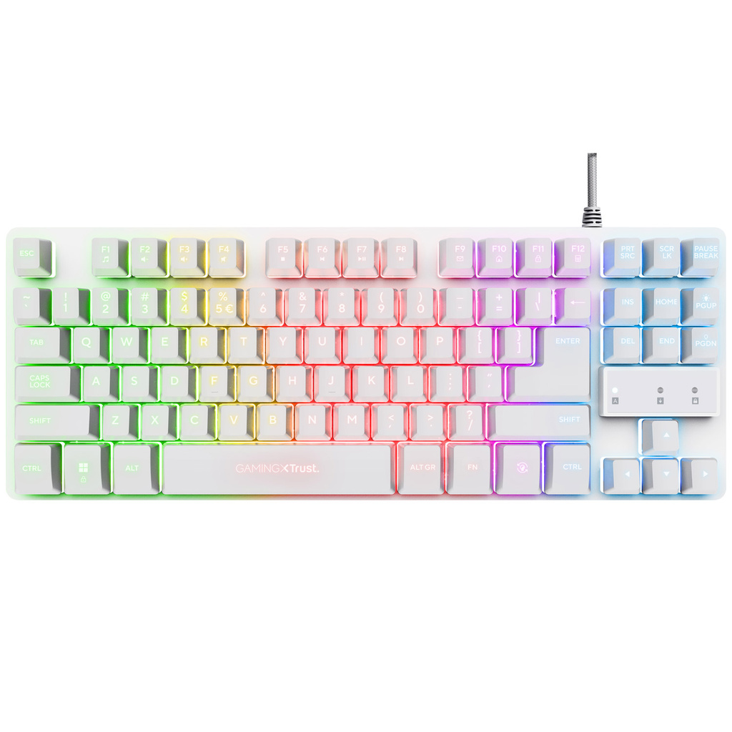 GXT 833W Thado Gamingtangentbord TKL RGB Nordisk layout Vit