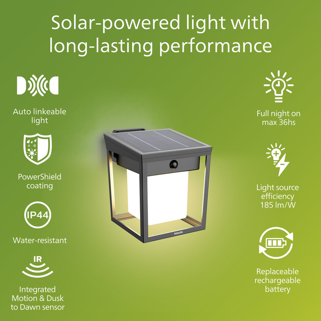 Blaise Vägglampa Solcell LED 250/20lm Svart