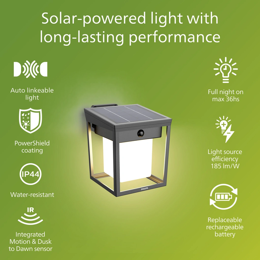 Blaise Vägglampa Solcell LED 250/20lm Svart