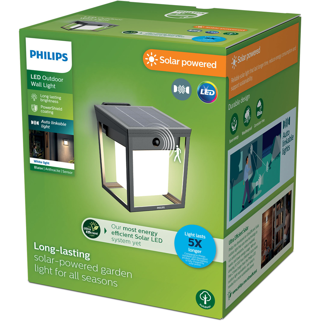 Blaise Vägglampa Solcell LED 250/20lm Svart