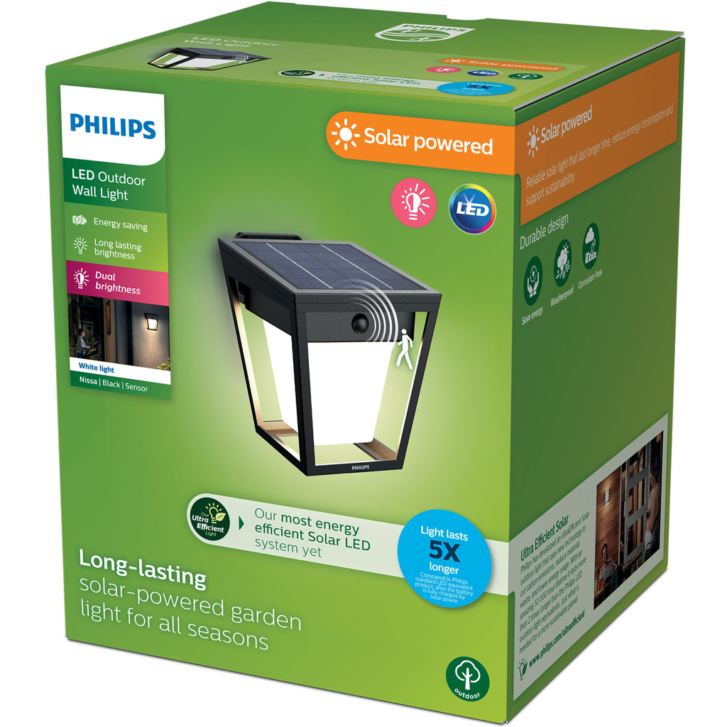 Nissa Vägglampa Solcell LED 250/20lm Svart