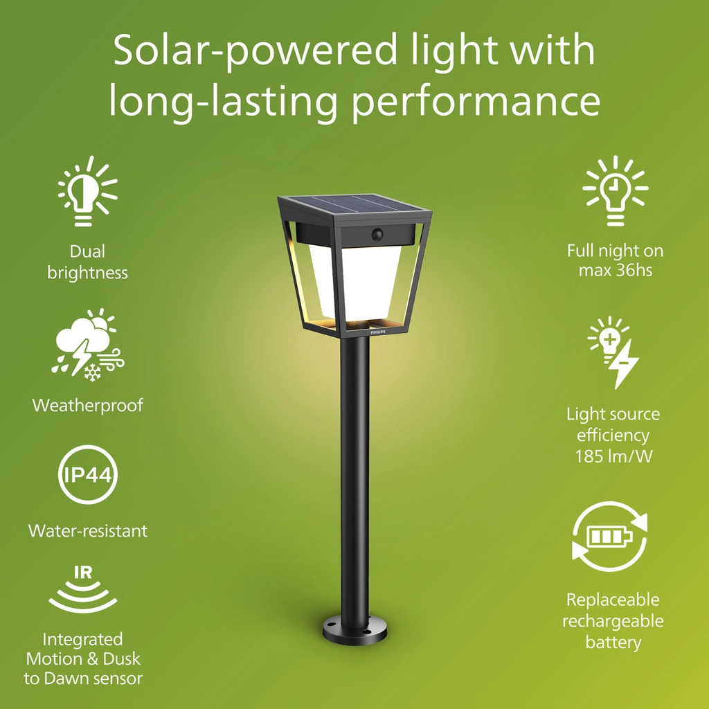 Nissa Piedestal Solcell LED 250/20lm Svart