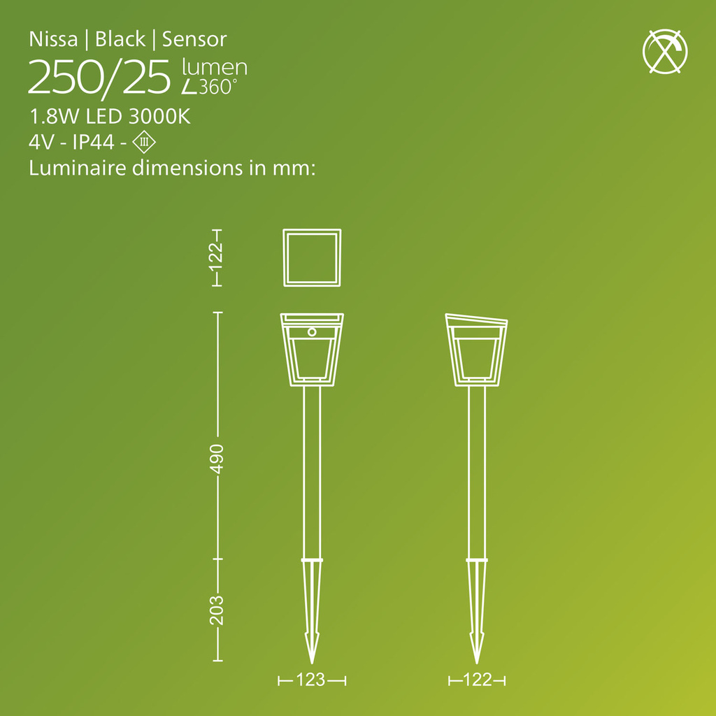 Nissa Piedestal Solcell LED 250/20lm Svart