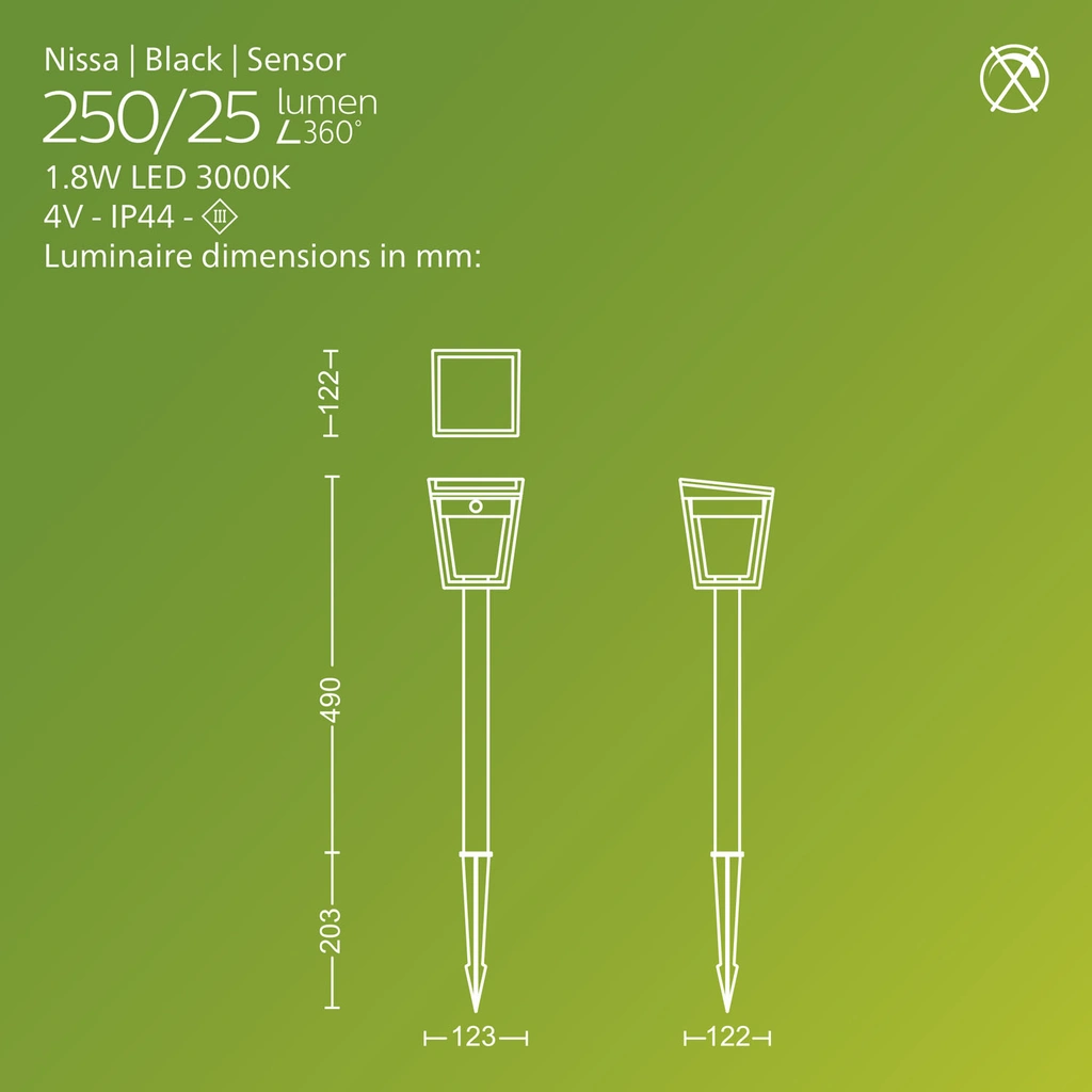 Nissa Piedestal Solcell LED 250/20lm Svart