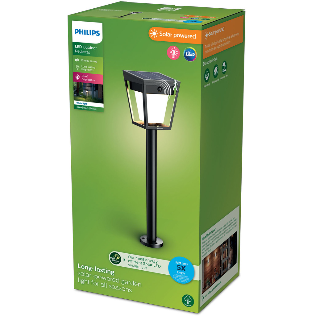 Nissa Piedestal Solcell LED 250/20lm Svart