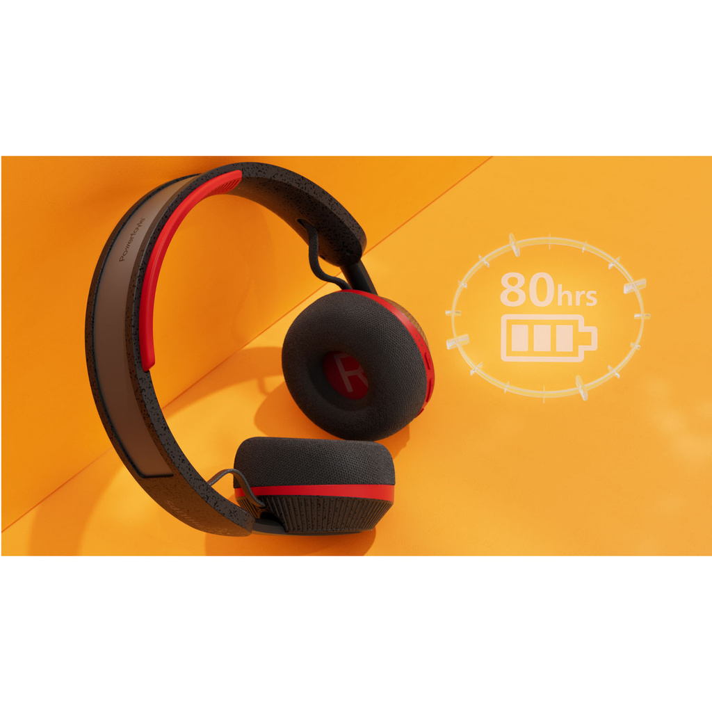 Hörlur Over-Ear Sport Solcell IP55 Svart/Röd