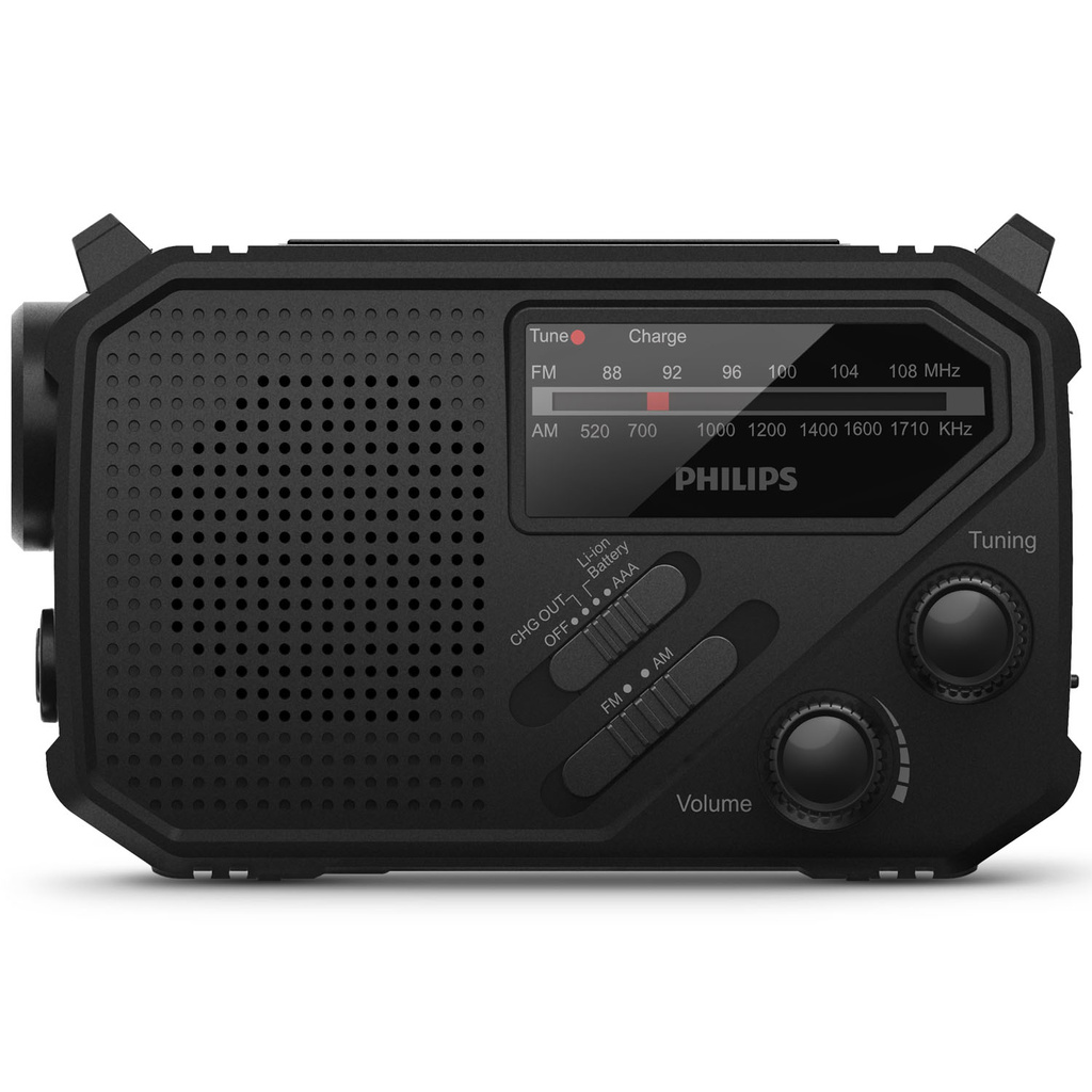 Radio FM AM Vevradio Solcell Ficklampa TAR1609/00 Svart