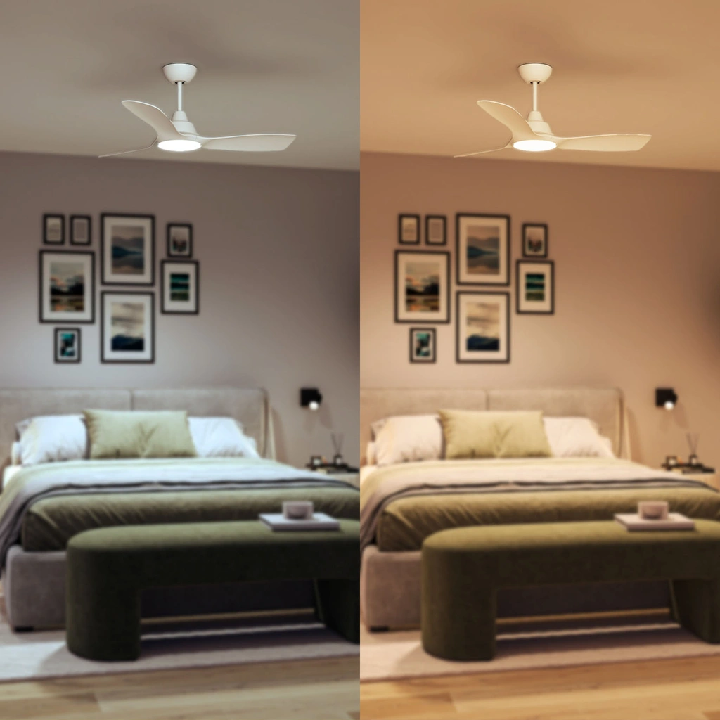 Takfläktslampa Ø135 cm 35W / 24W Justerbart vitt ljus