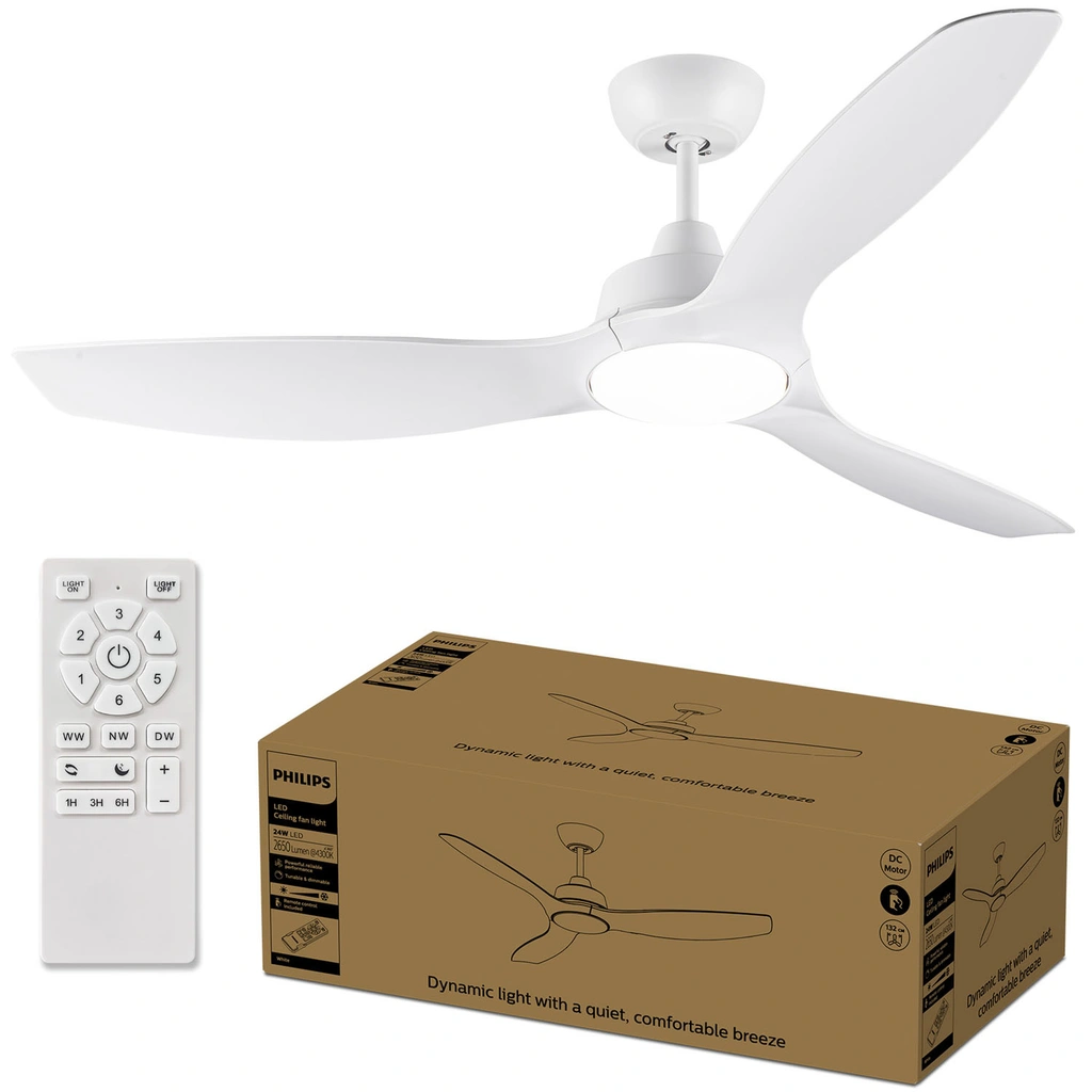 Takfläktslampa Ø135 cm 35W / 24W Justerbart vitt ljus