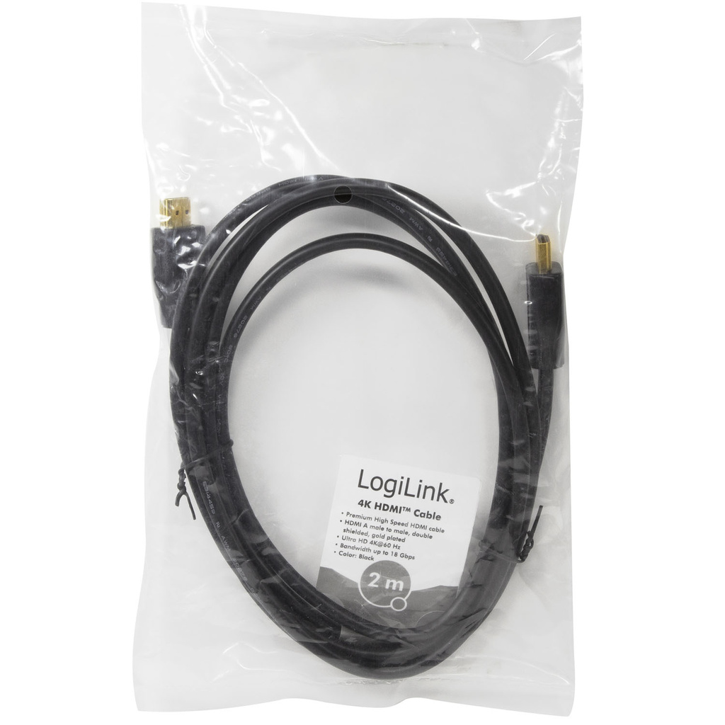 HDMI-kabel 2.0 Premium High Speed 4K/60Hz Svart 2m