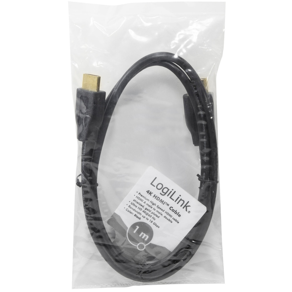 HDMI-kabel 2.0 Premium High Speed 4K/60Hz Svart 1m