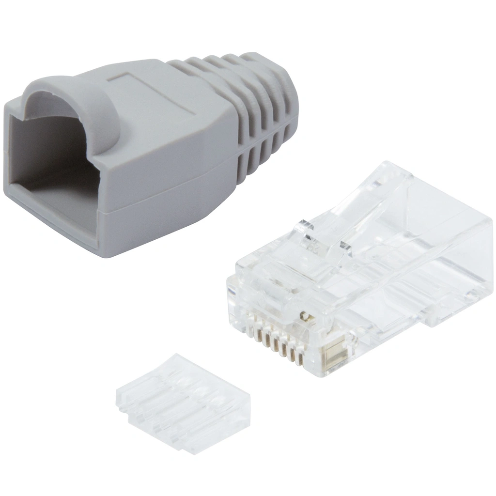 Modularkontakt RJ45 CAT6 Oskärmad + Böjskydd 100-pack Grå