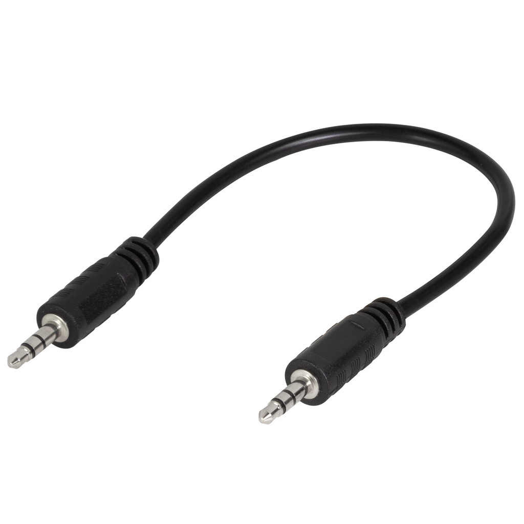 Audio cable 3.5mm-male - 3.5mm-male Stereo 0,2m Black
