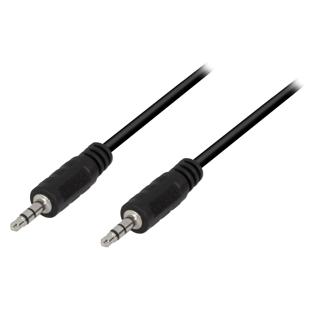 Audiokabel 3,5mm-hane - 3,5mm-hane Stereo 0,2m Svart