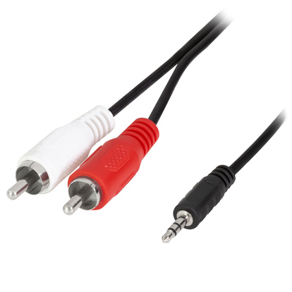 Audio cable 3.5mm-make - 2 x RCA-male 1.5m Black