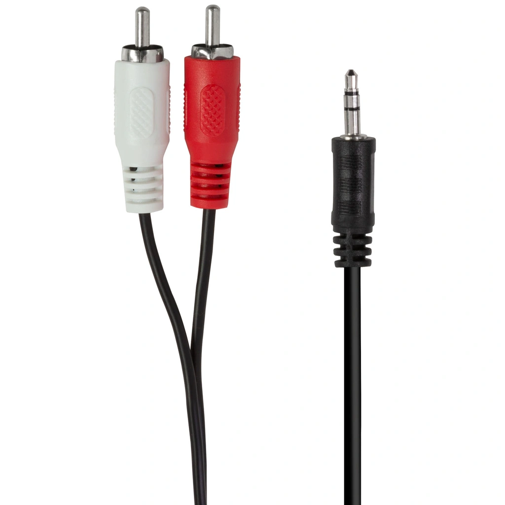 Audiokabel 3,5mm-hane - 2 x RCA-hane 1,5m Svart
