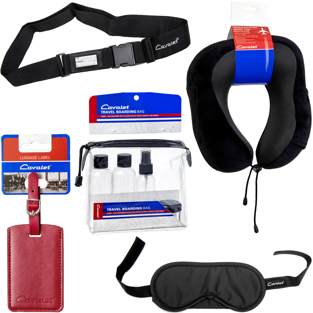 Travelingkit 8 (Neck pillow, Traveling bottles, Luggage tag/strap, Sleeping mask)