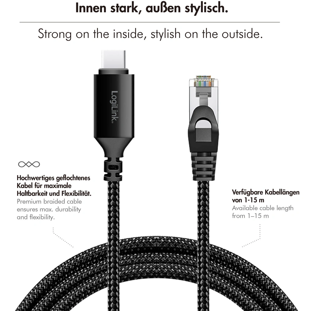 USB-C network cable RJ45 1 Gbps Active 2 m