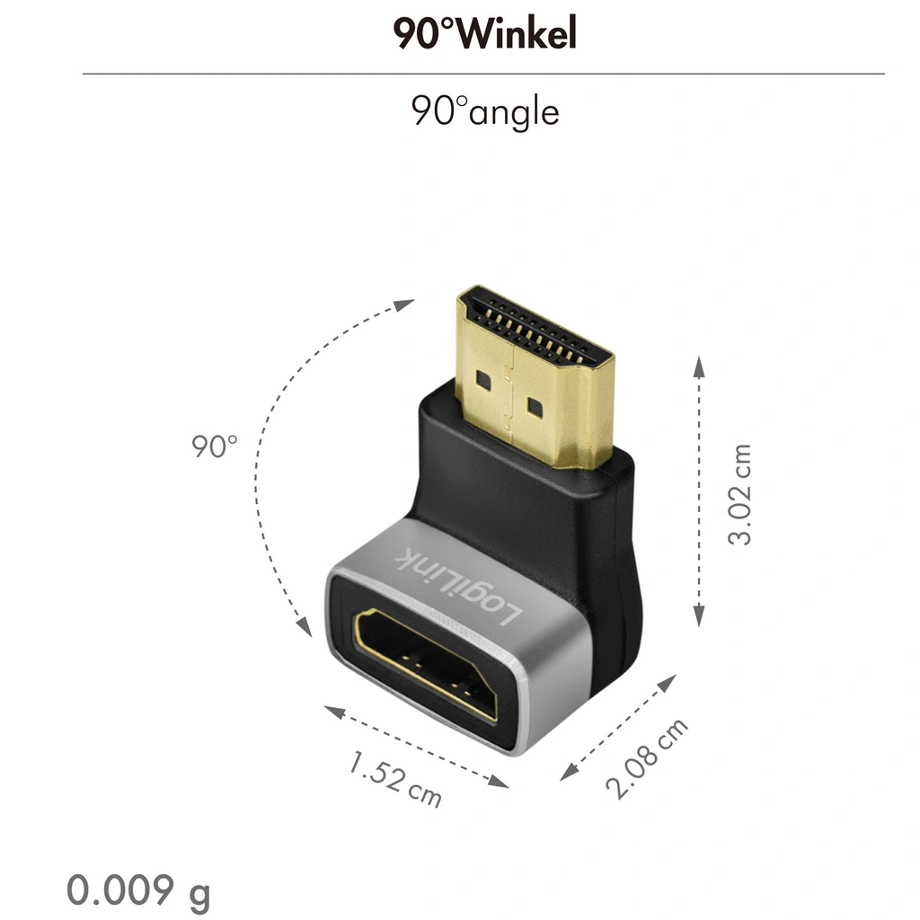 HDMI adapter Angled 270° Male-Female 8K/60 Hz
