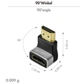 HDMI adapter Angled 270° Male-Female 8K/60 Hz