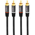 Audio cable 2 x RCA-male - 2 x RCA-male 1.5m Metal Black