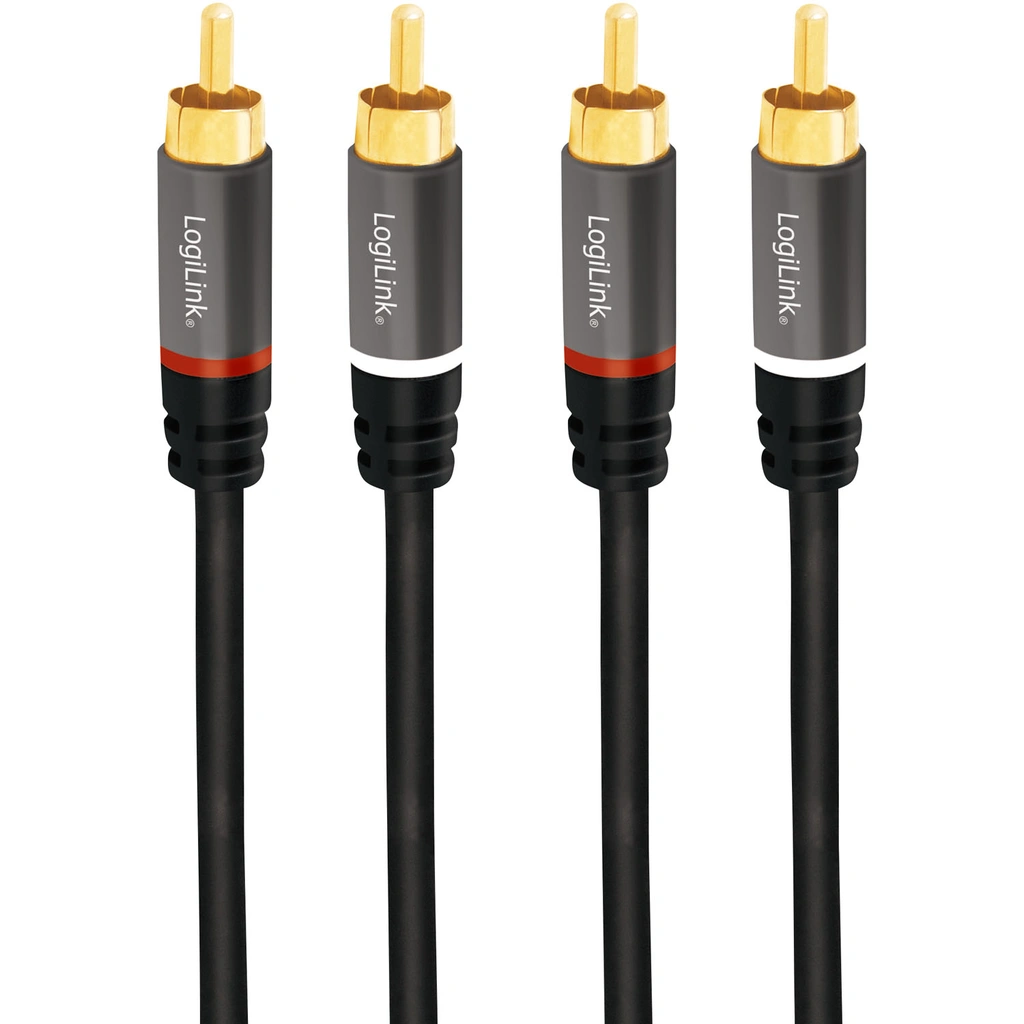 Audio cable 2 x RCA-male - 2 x RCA-male 0.5m Metal Black