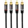 Audio cable 2 x RCA-male - 2 x RCA-male 0.5m Metal Black