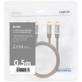 Audio cable 2 x RCA-male - 2 x RCA-male 0.5m Metal Black