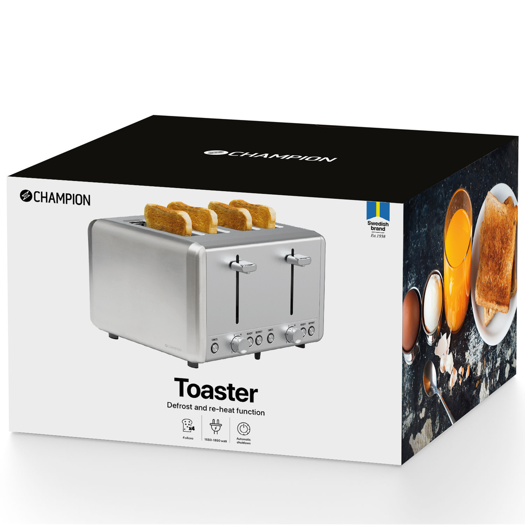 Brödrost 4 skivor 1000W BR420 Rostfri
