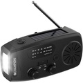 Vevradio med ficklampa och solcell Svart