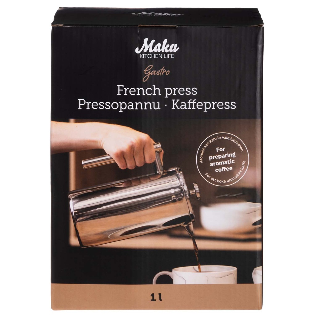Gastro kaffepress, stål 1 L
