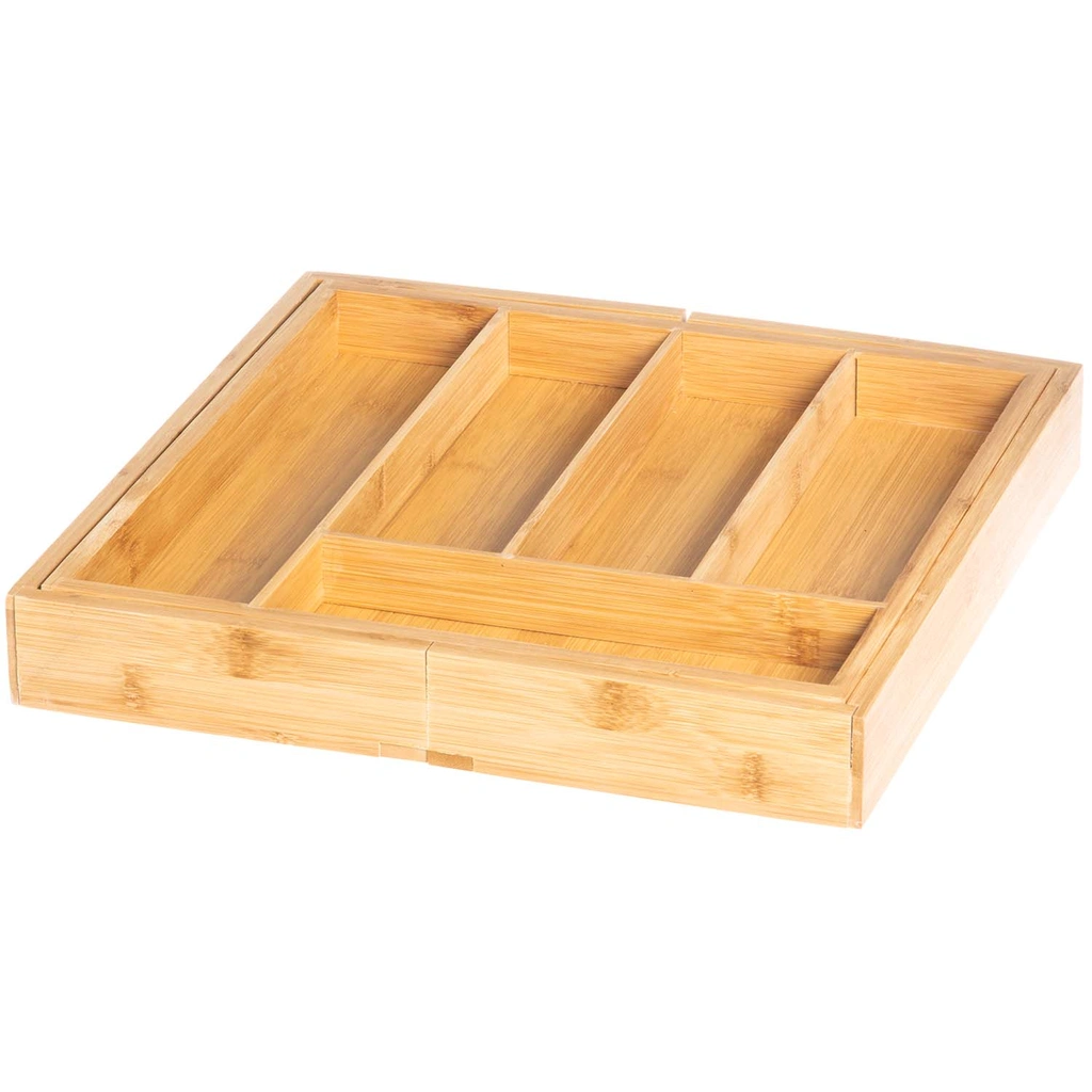 Expandable bamboo cutlery tray