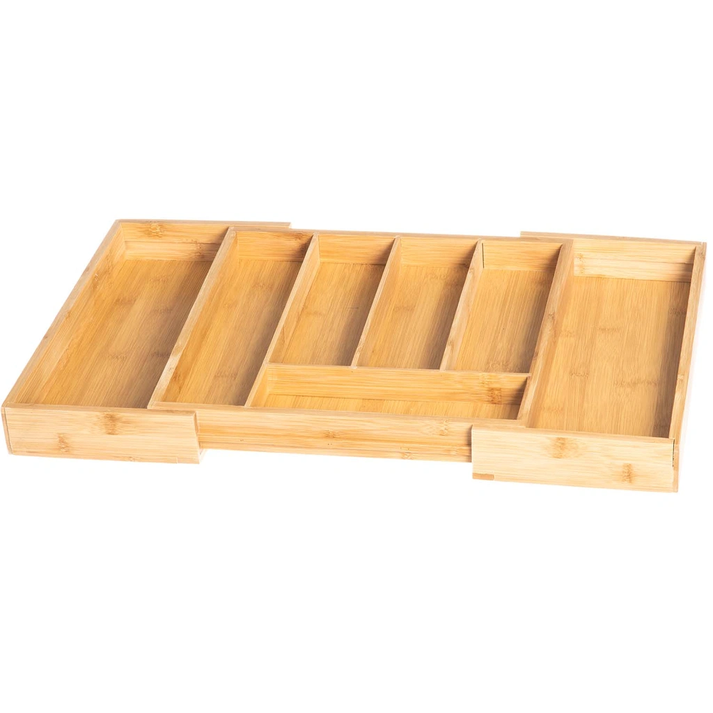 Expandable bamboo cutlery tray