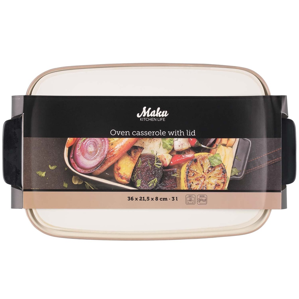 Oven casserole ceramic w/lid 3 L 36x21,5 cm